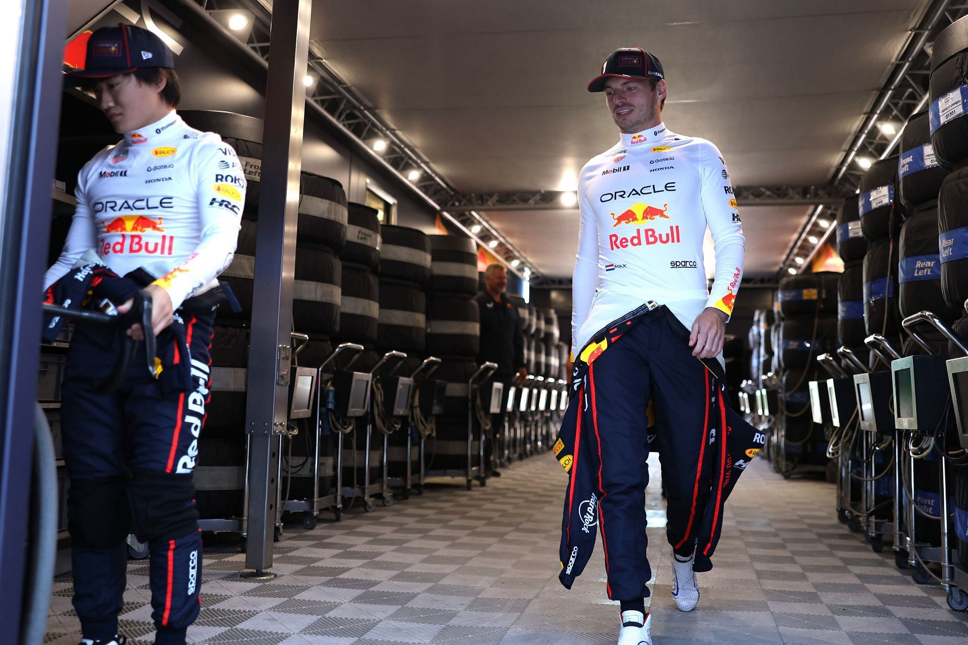 Yuki Tsunoda and Max Verstappen ahead of the British Grand Prix. Source: Getty